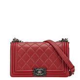 シャネル ココマーク ボーイシャネル25 斜め掛け チェーン ショルダーバッグ レッド ラムスキン レディース CHANEL 【中古】